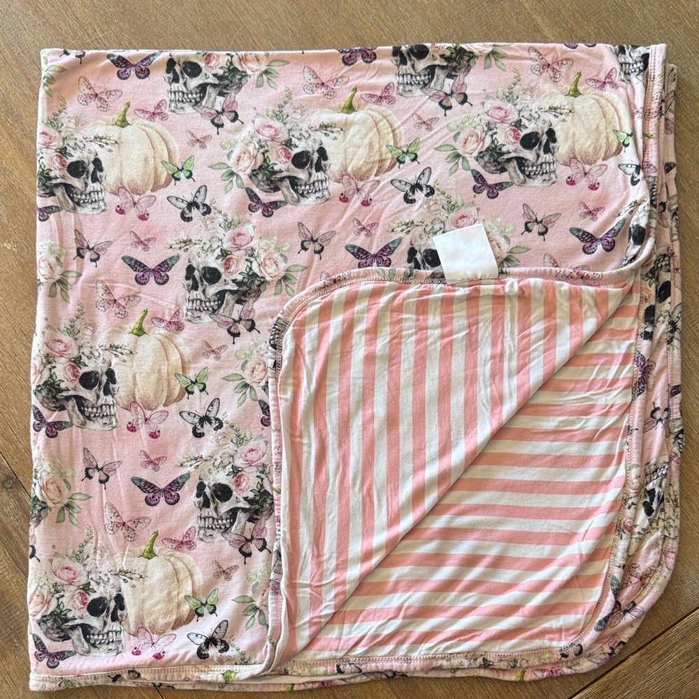 Pink Skull and Butterfly Blanket